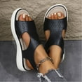 thumbnail image 5 of Summer Sandals for Women with Arch Support Boho Casual Daily Open Toe Slip-On Wedge Thick Heel Sandals Slippers for Women Beach Vacation Holiday Fashion Black 10, 5 of 5