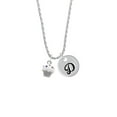 thumbnail image 2 of Delight Jewelry Silvertone Small White Cupcake with Crystal Sprinkles Silvertone Script Initial Disc - D - Charm Necklace, 20"+3", 2 of 4