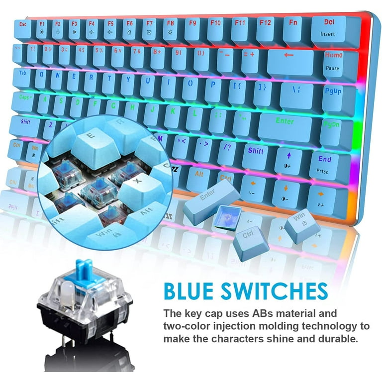 AJAZZ AK33 Mechanical Keyboard, Rainbow LED Backlit USB Cable Anti