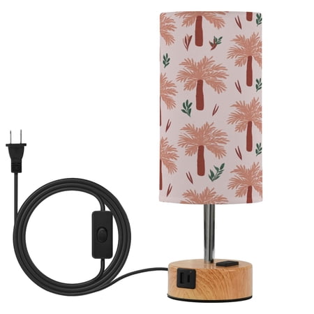 Touch Control Table Lamp with Wood Grain Metal Base 3 Color Temperature Adjustable LED Eye Caring Desk Lamp for Bedroom Study Palm Sunset Tropics
