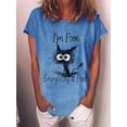 thumbnail image 3 of Camiseta de manga corta con cuello redondo para mujer, Camiseta con estampado de letras de animales para mujer, Jersey informal holgado para mujer, Tops 2022, 3 of 3