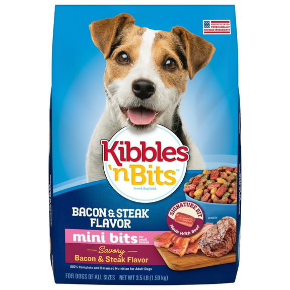 Kibbles ‘n Bits Mini Bits Small Breed Dry Dog Food Savory Bacon & Steak Flavor, 3.5 lb. Bag