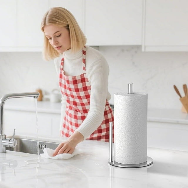 Portarrollos de papel | Portarrollos de papel para encimera, de bambú, fácil agarre, diseño moderno, imprescindible para la cocina, uso diario, resistente y