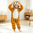 thumbnail image 4 of Coerni Girls Animal Onesie Soft Fleece Hooded Romper Cute Cartoon Bear/Panda/Tiger/Penguin Kids Fall Winter Warm Bodysuit Halloween Dress Up, 4 of 6