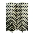 thumbnail image 2 of 70.75" Tall 4-Panel Screen / Room Divider with Paper Straw Weave design, Black and Natural, 2 of 2