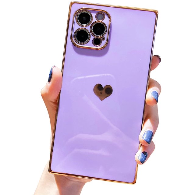 Uds. Corazón cuadrado de color sólido galvanizado para carcasa de teléfono móvil iphone13 (IP13 PROMAX-YM84. corazón púrpura) Ofspeizc CZDZ-HY227-3