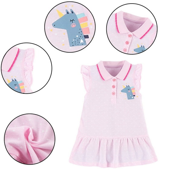 FLMEI Little Girls Dress 2-8 Years Kids Sleeveless Princess Dresses Toddler Summer Sundress for Girls Cotton T-Shirt Dress for Baby