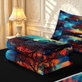 thumbnail image 6 of Homewish Tree Of Life Botanical Art Zipper Twin Comforter Sets with Fitted Sheet and 2 Pillowcases,Watercolor Gradient Zipper Bedding Set,Black Reversible,4pcs, 6 of 8