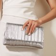 thumbnail image 4 of husxh Women Clutch Purse Pleated Metallic Pu Envelope Handbag Flap Crossbody Purse Shiny Hobo Bag Wedding Party Bridal Purse, 4 of 9