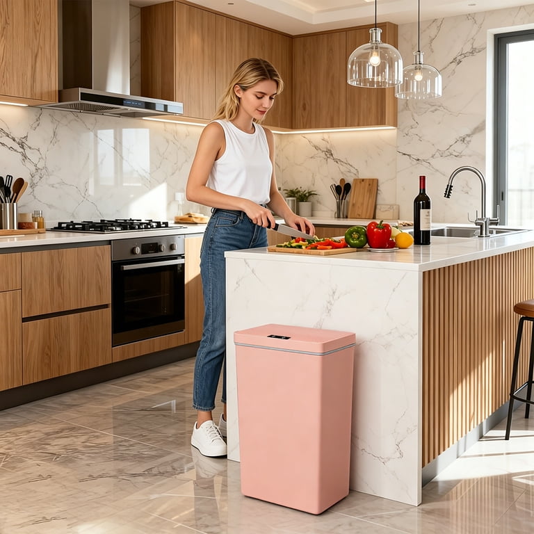 13 Gallon Touchless Motion Sensor Trash Can, High-Capacity Waste