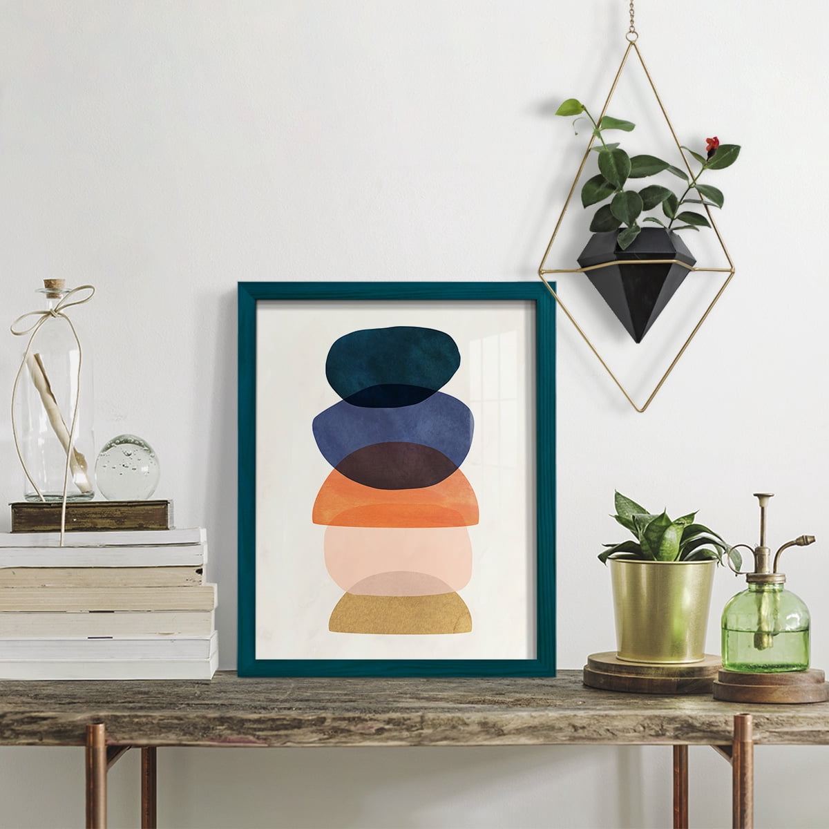 Mod Pods I -Framed Print w/glass-Ocean Blue