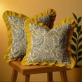thumbnail image 1 of Ensemble de 2 Housses de Coussin en Sergé de Coton Vargottam - Imprimé Cachemire, 18x18 Housses de Coussin à Volants avec Fermeture Éclair Cachée, Imprimé Réversible, Décor Rustique de Ferme, 1 of 6