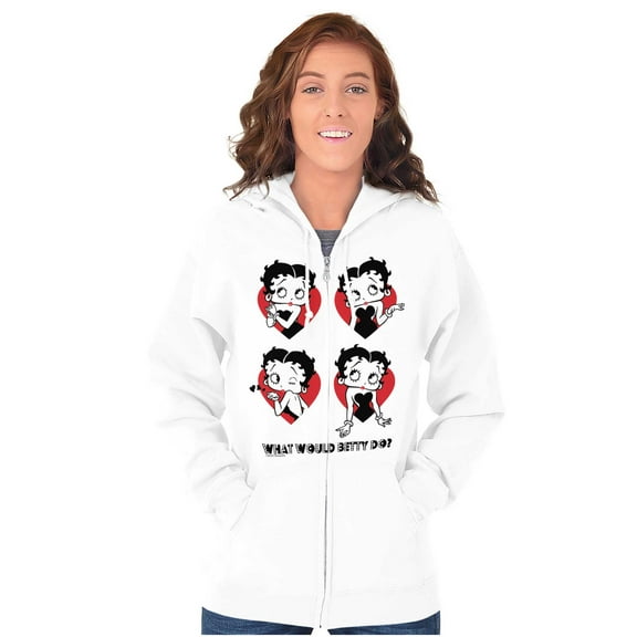 Betty Boop What Would She Hearts Zip Hoodie Sweatshirt Women Brisco Brands M