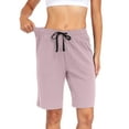 thumbnail image 4 of Cadmus Women's Casual Comfy 9" Bermuda Shorts Yoga Walking Running Drawstring Shorts with Pockets, 4 of 7