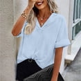 thumbnail image 6 of XuJwPNcy Women Tops Summer Short Sleeve Lapel Neck Tee Fashion Plain Tshirts Casual Loose Work Blouses, 6 of 7