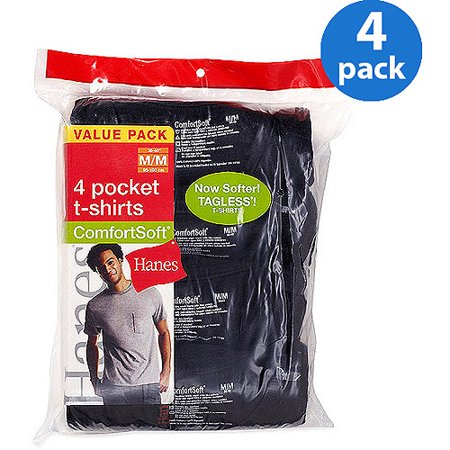 Hanes - Big Men's 4-Pack ComfortSoft Pocket Tees, Size 2XL - Walmart.com
