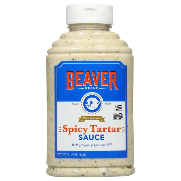 Beaver Brand Spicy Tartar Sauce - Creamy Seafood Condiment, 12 oz Jar