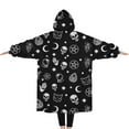 thumbnail image 2 of Oversized Wearable Blanket Hoodie,Black Gothic Skull Star Pattern Sherpa Blanket Hoodie with Super Pockets,Super Warm Fuzzy Pullover for Women & Men, 2 of 5