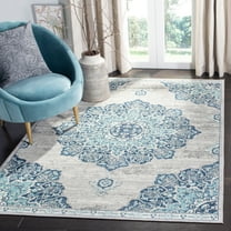 SAFAVIEH Brentwood Cantor Oriental Area Rug, Navy/Light Gray, 5'3" x 7'6"