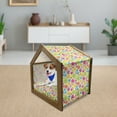 thumbnail image 3 of Colorful Pet House, Sixties Inspired Colorful Flowers Hippie Motifs Flourishing Nature Illustration, Outdoor & Indoor Portable Dog Kennel with Pillow and Cover, 5 Sizes, Multicolor, by Ambesonne, 3 of 5