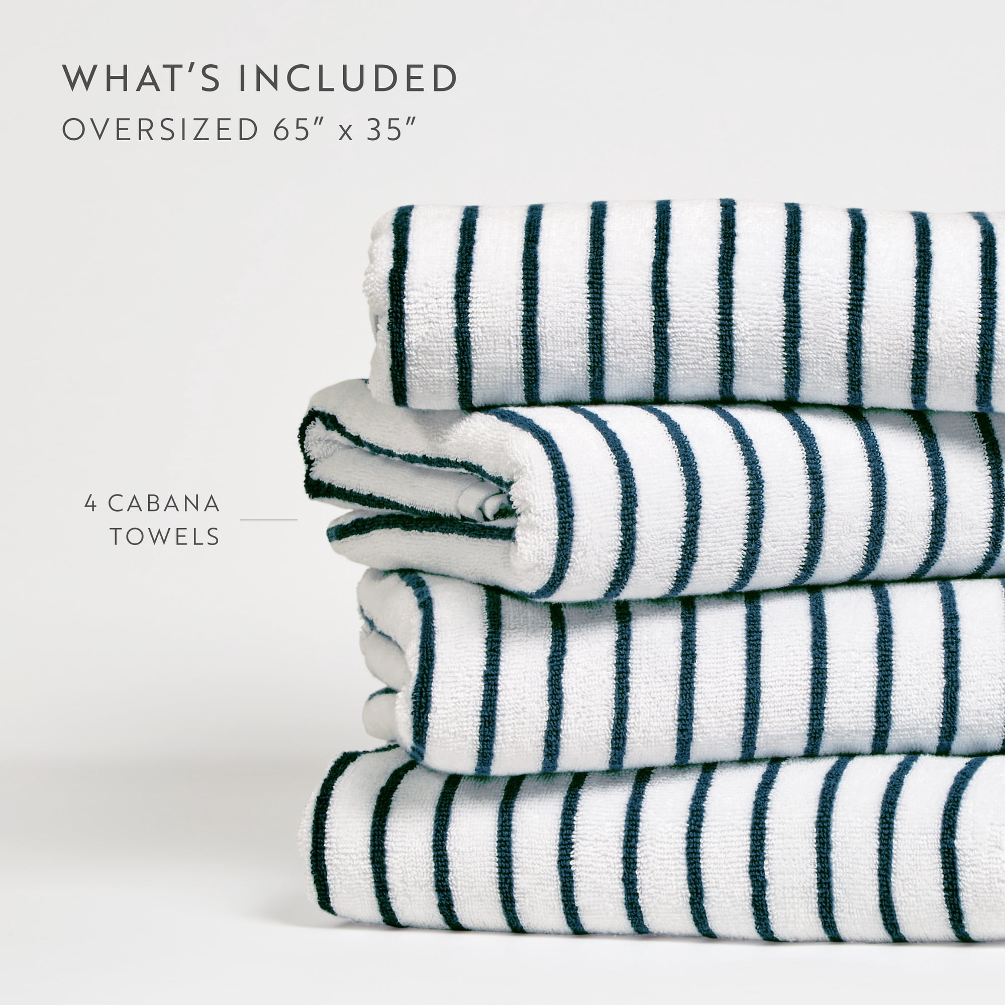 Comfort Canopy - Cabana Stripe Beach Pool Towels - Oversized 100% Ring Spun Cotton, Ultra Soft, Plush and Highly Absorbent, 35 x 65