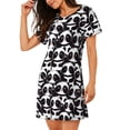 thumbnail image 2 of Pofeuu Panda Print Women's Loose Fit Short Sleeve Nightgown, Comfortable Sleep Dress for Women, Casual Lounge Sleepwear, Soft Cotton Sleep Dress, 2 of 6