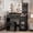 Black-40"Wide, variant on Vanity Desk with Mirror and Lights, Makeup Table with USB Charging Station, 2 Drawers and Storage Shelves, Brown