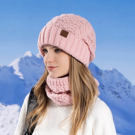 BEFOKA Women One Pieces Slouchy Fleece Beanie Hats Scarf Mask Warm Winter Knitted Hat Thick Skull Ski Cap ,Ski Mask,Windproof Hooded Scarf Cold Weather Hat Neck Warmer Face Cover Hat Cap Scarf