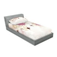 thumbnail image 2 of Ambesonne Floral Fitted Sheet & Pillow Sham Set, Spring Flower Butterfly, Twinxl, Cream Pink, 2 of 2