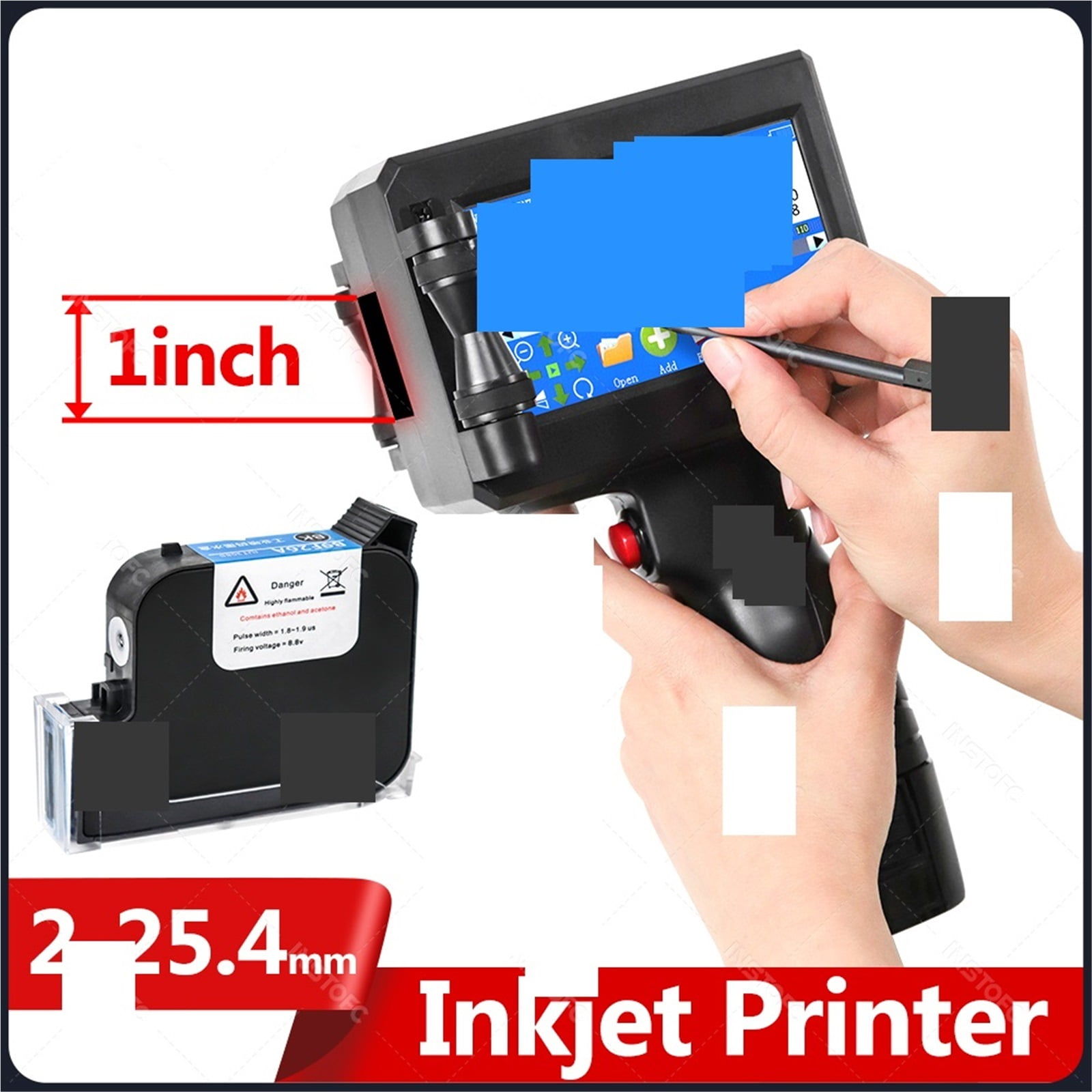 25.4mm Handheld Inkjet Printer Assembly Line Label Packaging Bag Qr Code Barcode Expiration Expiry Date Label Printer ,Fast-Drying Ink with Crisp Output