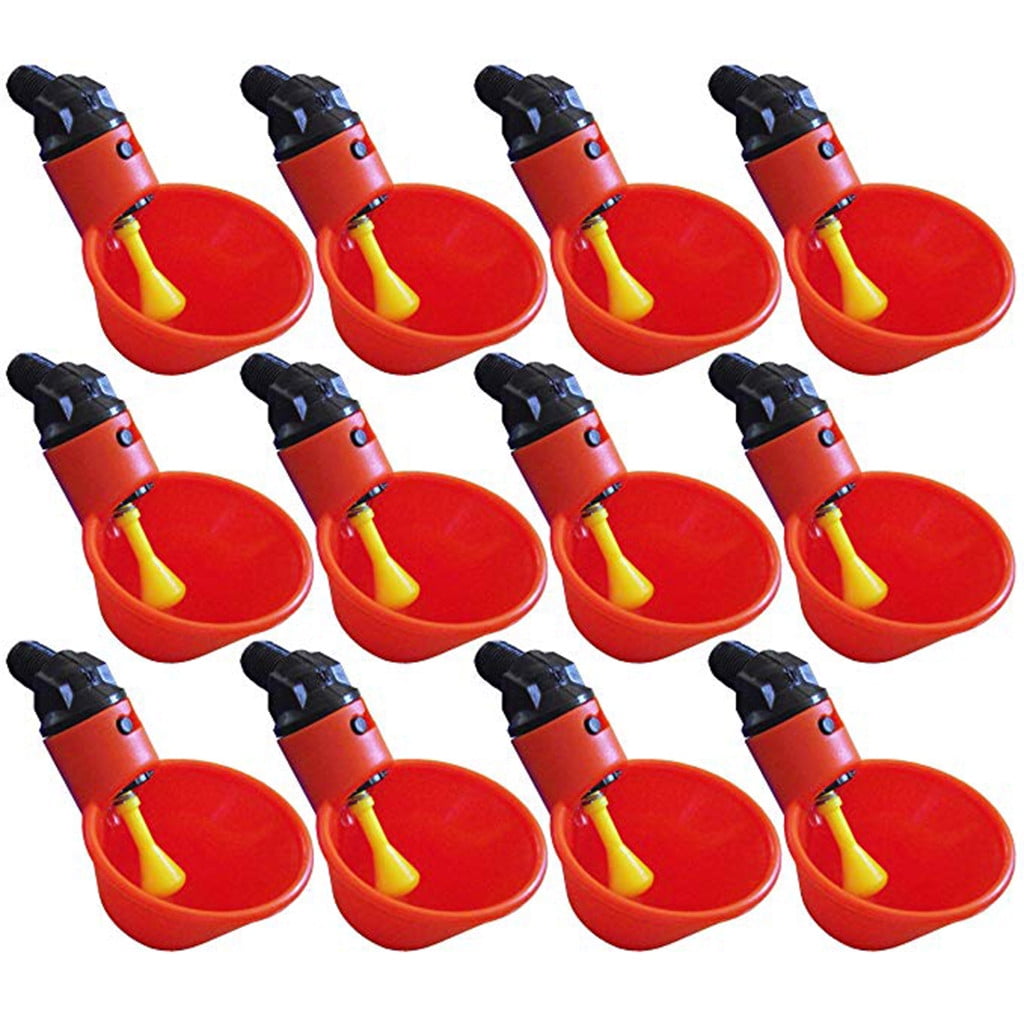 12pcs Automatic Chicken Waterer Poultry Watering Drinking Cups Drinkers Plastic 