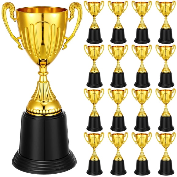 Trofeos Ecation de plástico dorado, 12 unidades, 22 cm