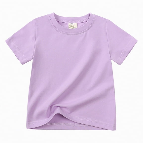 TOWED22 Cute Shirts for Girls Comfy Summer Tops Tie Knot Front Design Tees for Kids(Purple,8-9 Y)