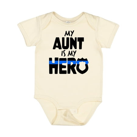 

Inktastic My Aunt is My Hero Police Officer Family Gift Baby Boy or Baby Girl Bodysuit