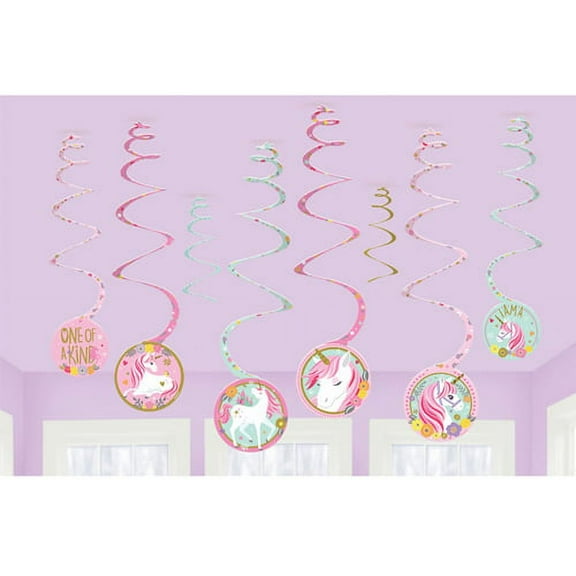 Magical Unicorn Hanging Swirl Decorations (8ct)