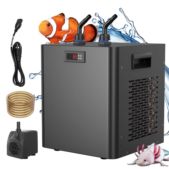 Ecojoy  Aquarium Water Chiller 75 Gallon, 1/3HP Fish Tank Chiller 300L with Quiet Compressor Refrigeration for Hydroponic System Axolotl Jellyfish Coral Crystal Shrimp