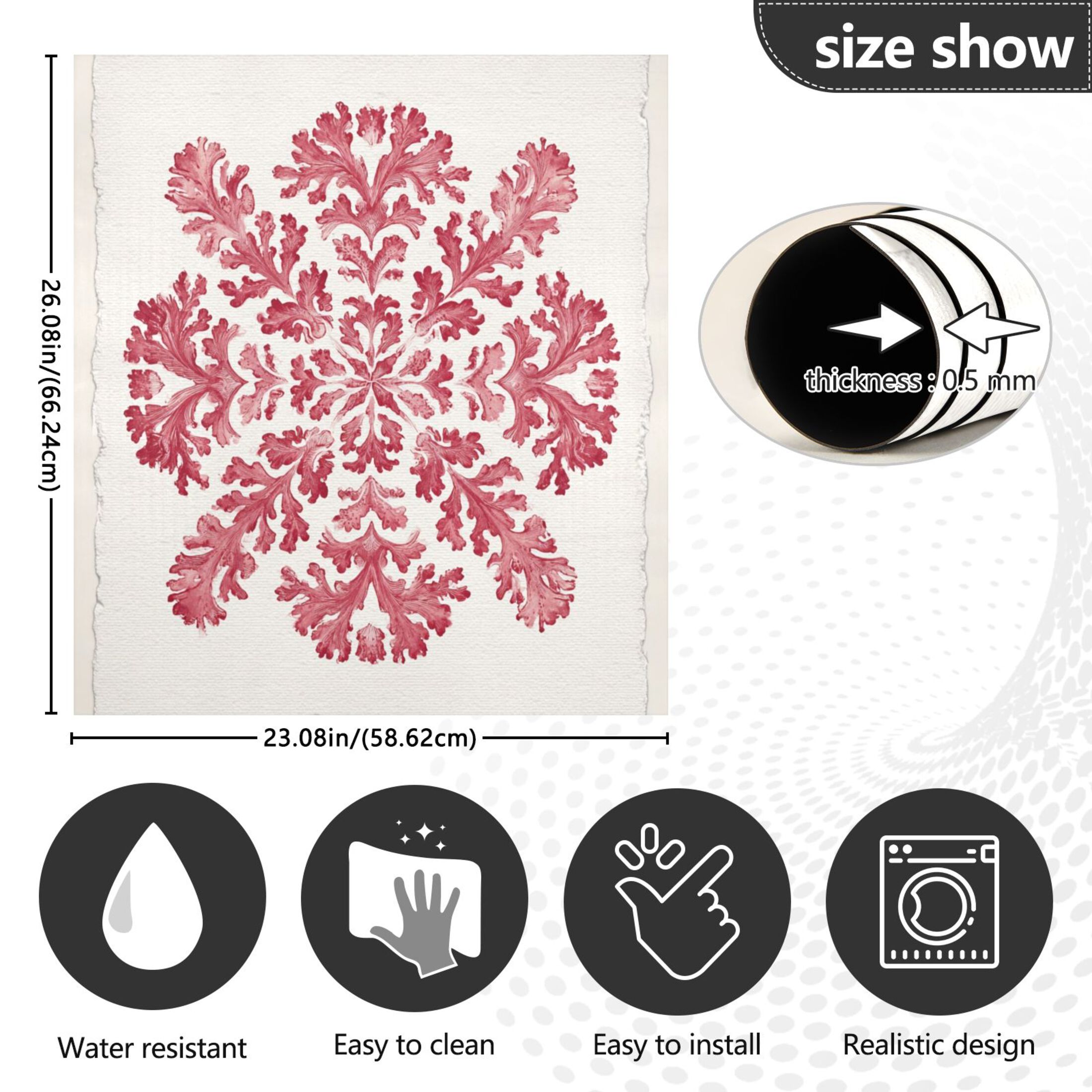 IAUYY Magnetic decorative sticker - 23x26 Inch PVC Refrigerator Decorative Cover, Removable DIY Art for Kitchen Appliances Coral Pattern
