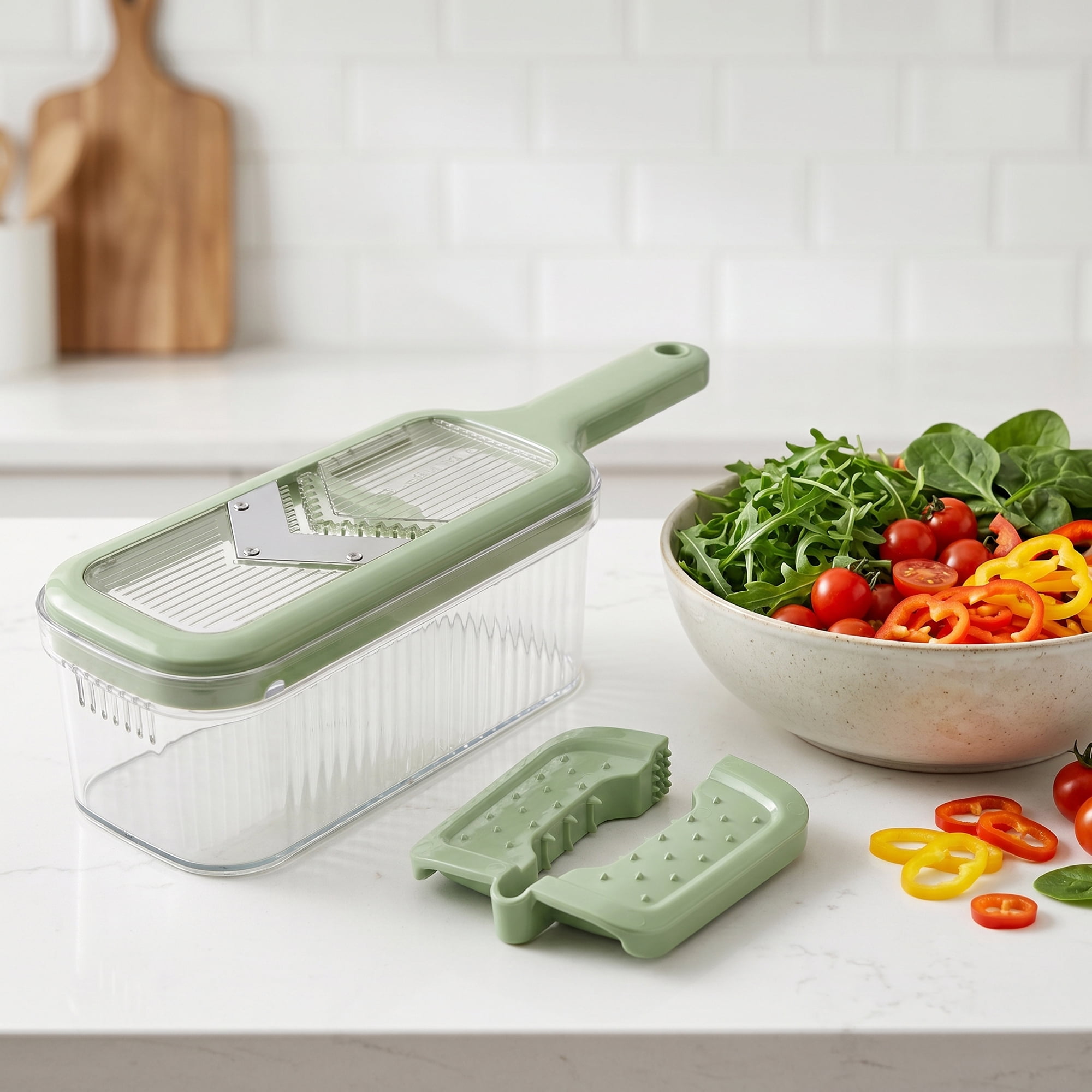 Unique Bargains Versatile 3-in-1 Vegetable Slicer and Chopper for Home Green B 13.2"x4.3"