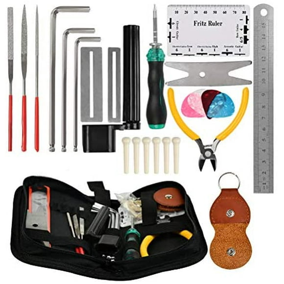 TIMESETL 26 Pcs Guitar Tool Kit Repairing Maintenance Tools Including Wire Plier, String Organizer, Fingerboard