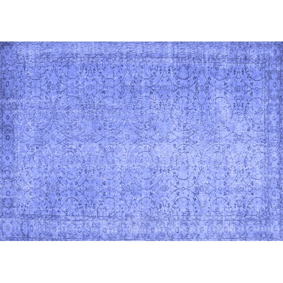 Ahgly Company Indoor Rectangle Abstract Blue Contemporary Area Rugs, 7' x 10'