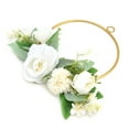 thumbnail image 3 of Floral Wreath Floral Hoop Metal Ring Wreath Artificial Wall Hanging Wreath for Wedding Home Coffee ShopRound, 3 of 8