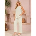thumbnail image 3 of DARING DIVA Women's 2 Piece Outfits Sleeveless Tank Top Wide Leg Pants Set XL Beige, 3 of 8