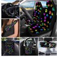 thumbnail image 2 of HUISEFOR 15 Pieces Cute Car Seat Covers Full Set for Women Men Dog Paw Print Steering Wheel Cover Belt Cover Garbage Can Keychain Car Coasters Rear View Mirror Cover, 2 of 7