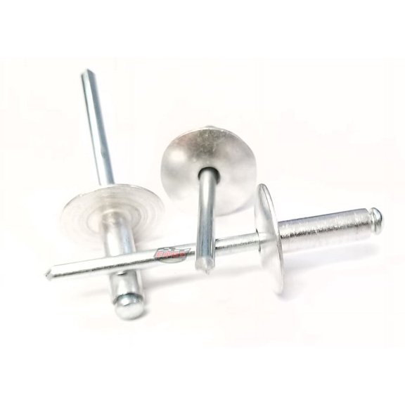 Mill 3/16" Rivet Large Flange Aluminum Head Steel Mandrel Blind Pop Rivets 25 pk