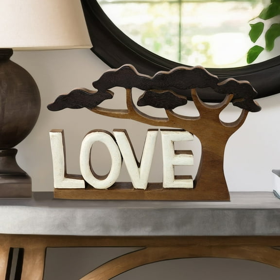 Decozen Wooden Love Letters Sculpture – Gift for Mom or Dad on Mother’s Day, Father’s Day, or Birthday – Acacia Wood Figurine Decor for Home, Office, Tabletop, or Mantle