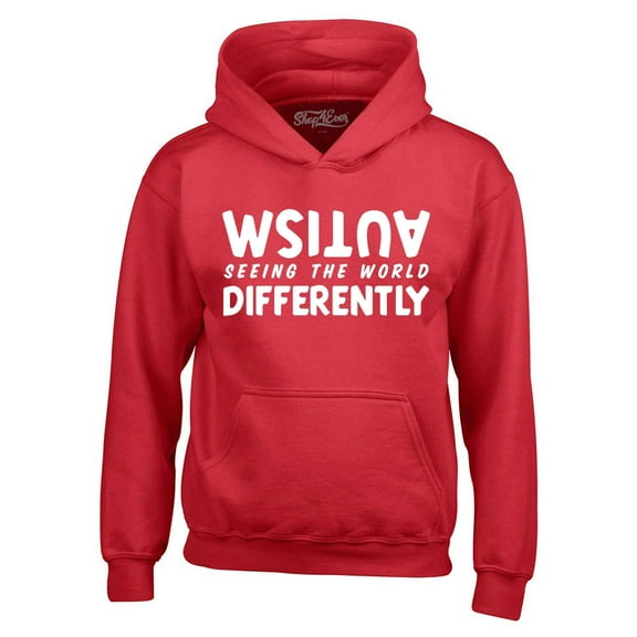 Shop4Ever Men's Autism Seeing the World Differently Hooded Sweatshirt Hoodie XX-Large Red