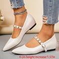 thumbnail image 5 of KEGIRLOM Women Fashionable And Casual All-Match Large-Size British-Style Thick-Heeled Buckle Round-Toe Comfortable Buckle Inner-Heightening Shoes Beige 8.5, 5 of 9