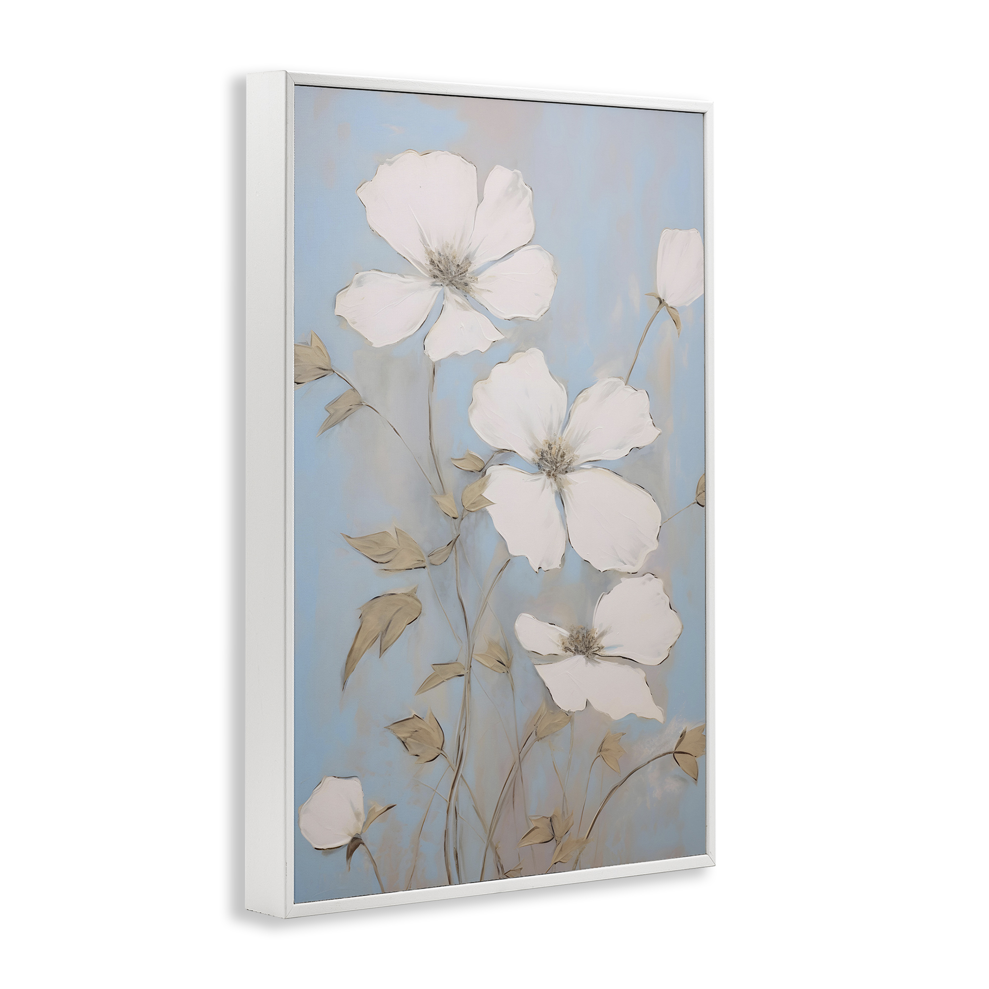 Stupell Industries White Petal Flowers Botanical & Floral Painting White Framed Art Print Wall Art, 16 x 24