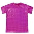 thumbnail image 3 of Alvivi Kids Girls Boys Sequin Hip Hop Jazz Disco Dance Shirt Athletic T-Shirt Tops Hot Pink 11-12, 3 of 7