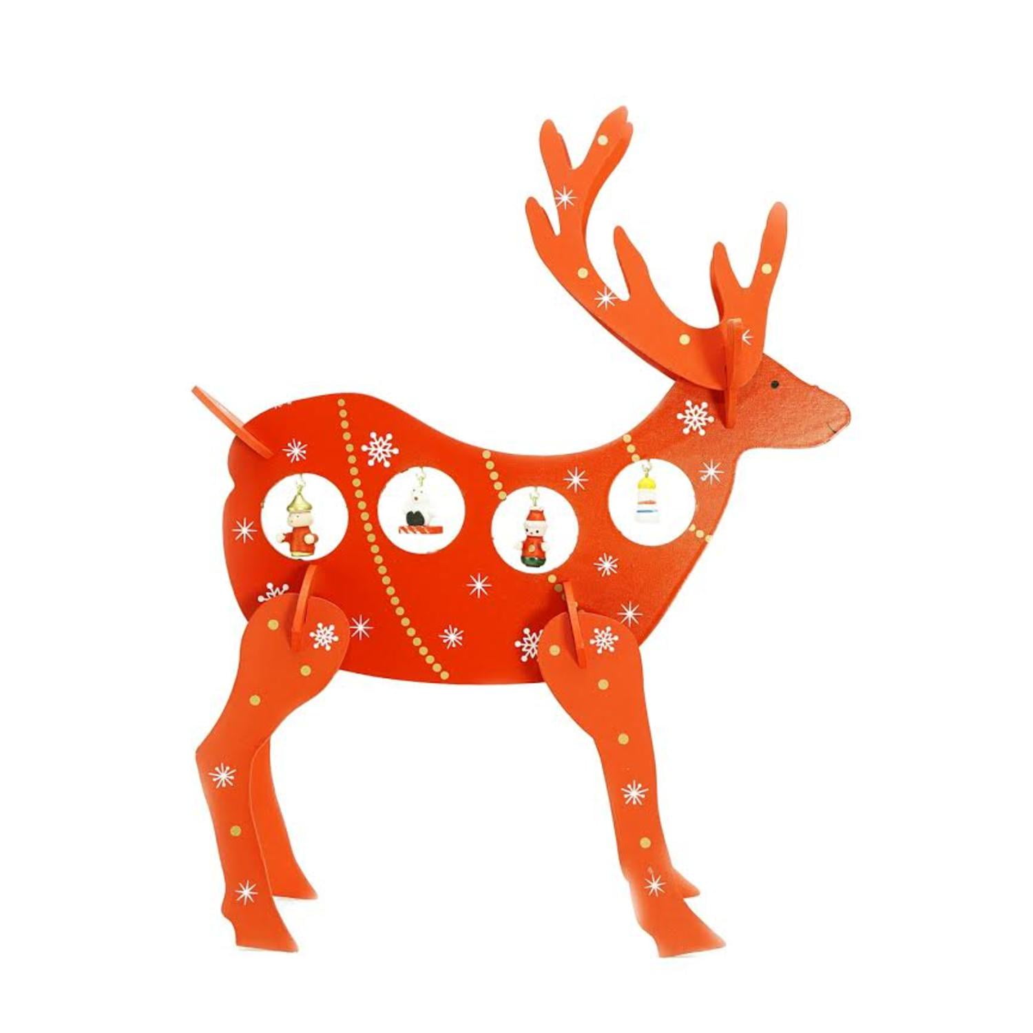 13 Decorative Red Wooden Reindeer Cut Out Christmas Table Top